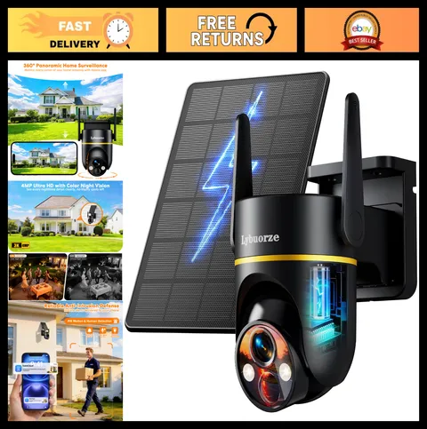 4MP 5G/2.4GHz Solar Security Camera - Wireless, 360° PTZ, Color Night Vision, AI