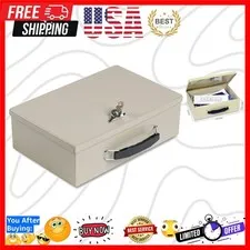 MMF Industries Fire-Retardant Steel Security Chest with Key Lock | Tan | Incl...