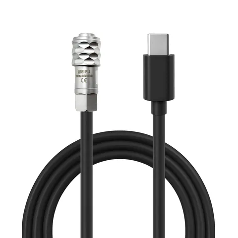 Type C USB C PD to Weipu 2 Pin Female Coiled Power Cable Compatible for BMPCC...