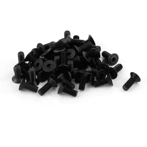 50pcs Black M3 x 8mm Recessed Alloy Steel Flat Head Flared Screws Bolts