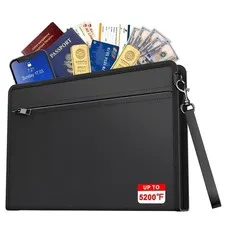 5200℉ Fireproof Money Bag,8.5”x5.7” Upgraded Material