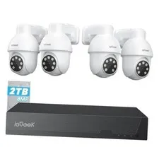 4K PoE Security Camera System with 8CH 2TB HDD White-PoE Camera System 4 Cam