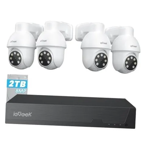 4K PoE Security Camera System with 8CH 2TB HDD White-PoE Camera System 4 Cam