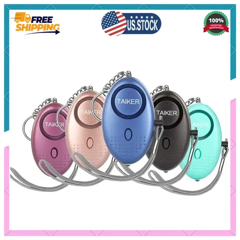 5Pcs 140dB Personal Safety Alarm Keychain with LED Light for Women Kids Elders