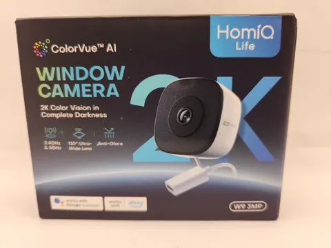 NEW Omiq Life 3MP 2K Window Camera for Home Security 5Ghz & 2.4Ghz. White