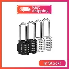 Puroma 4 Combination Lock 4 Digit 2.6 Inch Padlock Gate Shed Silver & Black