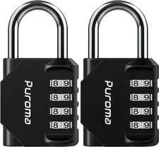 2 Pack Combination Lock Locker 4 Digits Combo Padlock Gym Black