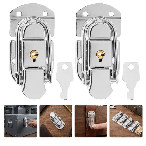 4Pcs Replacement Metal Box Clasp Locks with Keys for Luggage Storage Boxes