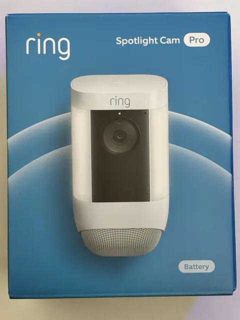 Ring Spotlight Cam Pro Battery 2K Wireless Wi‑Fi IP Surveillance Camera, White
