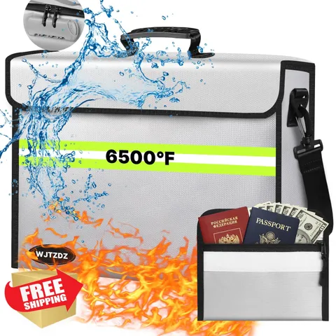 WJTZDZ Large Silver Fireproof Money Bag