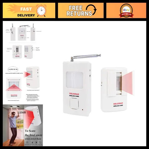 Wireless Dog Barking Alarm & Motion Detector, PIR Human Body Sensor Doorbell Ale