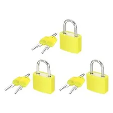 3 Pcs Padlock with Keys Shackle Waterproof Keyed Locks Yellow