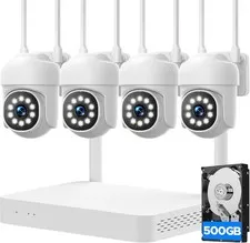 Wireless 2MP Security Camera System 10CH 4K NVR Two-Way Audio Recording 360° PTZ