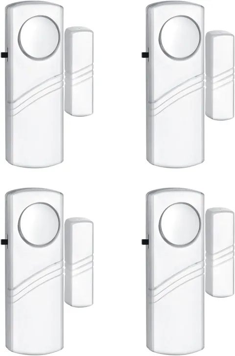 Compact 90dB Door & Window Alarms - Safe & Simple Security Solution - 4 Pack