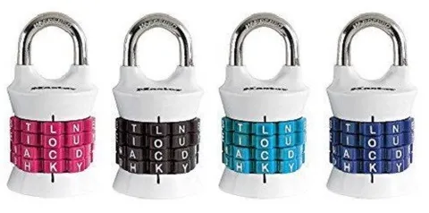 Master Lock 1535DWD Vertical Resettable Word Combination Lock - Pack of 4