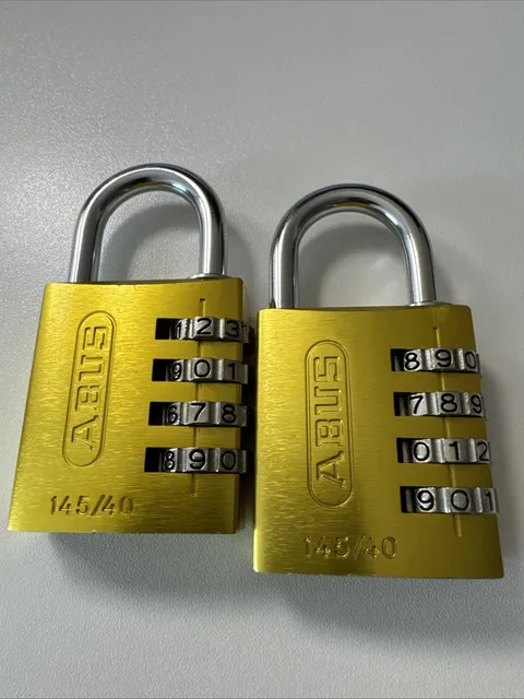 Abus 145/40 Yellow Combination Padlock, Side, Black/Silver 2 Pack