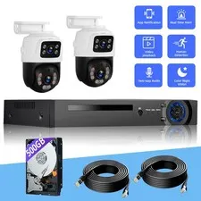 6MP POE Security Camera System w/ 2PCS PTZ Outdoor Home Security Cameras 8CH NVR
