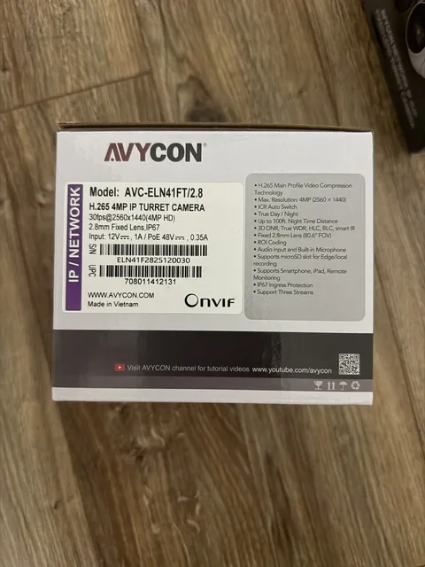 Avycon AVC-ELN41FT-2-8 4MP Network Outdoor IR Turret Camera 2.8mm Lens White