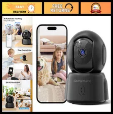 2K Indoor Security Camera - WiFi 360° Pet Monitor, Night Vision, Motion Detectio