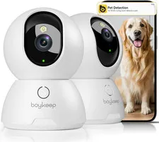2K Cameras for Home Security, 2-Pack Indoor Camera with Night Vision, Pet Camera