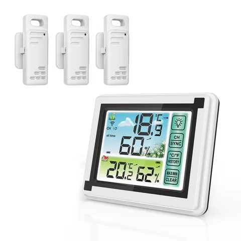 Color Touchscreen Indoor Outdoor Weather Station for Temperature Monitoring