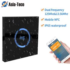 IP65 Waterproof NFC  Wiegand LED Backlight Glass Panel M1 S50 EM Dual Band RFID 