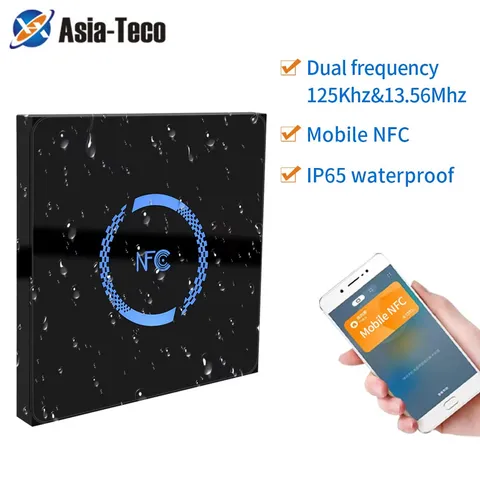 IP65 Waterproof NFC  Wiegand LED Backlight Glass Panel M1 S50 EM Dual Band RFID 
