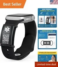 Medical Alert ID Tag for Watch Band Engraved QR Code Watch Safety Plate, Fitn...