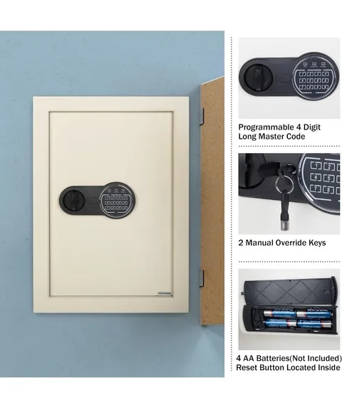Paragon In-Wall Safe Electronic Keypad + 2 Keys Home & Business Security Cream