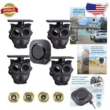 Long Range Wireless Driveway Alarm Solar Powered 4 Sensors 1/2 Mile Weatherproof