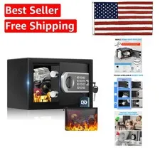 Small Black Safe Box with Combination Lock and Fireproof Bag - Privacy Secured