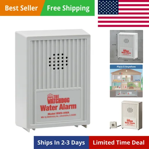110 dB Water Alarm w/Detachable Sensor for Hard-to- Areas BWD-HWA