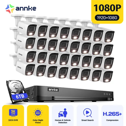 ANNKE 5in1 32CH 3K Lite DVR 1080P AI Security Camera System Outdoor Color Night