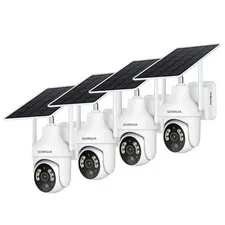 2K Solar Security Cameras Wireless Outdoor, 4PCS 360° View Pan/Tilt WiFi Secu...