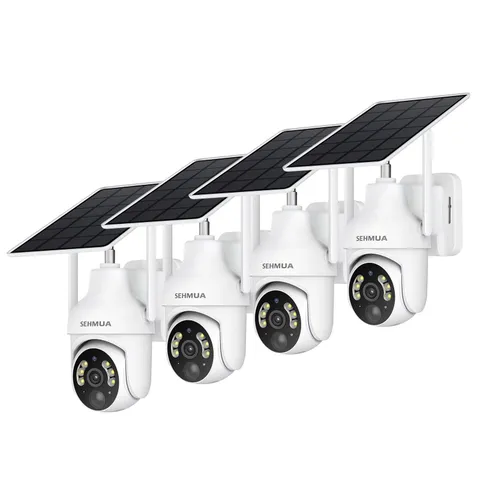 2K Solar Security Cameras Wireless Outdoor, 4PCS 360° View Pan/Tilt WiFi Secu...