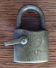 USS Safety Lorain Ohio Brass & Steel Keyed Padlock, Metallic Finish No Key WB