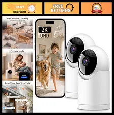 2K Indoor Security Camera, Auto Tracking, 5G/2.4G WiFi, Night Vision, AI Alerts,
