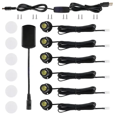 DEDC 6pcs Mini LED Spot Lights, 1W 5V 3000K Under warm white, black-2 
