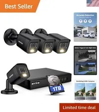 8CH H.265+ 3K Lite Wired Security Camera System with AI Human/Vehicle Detecti...
