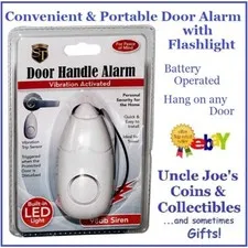 Portable Door Guard 98dB Alarm w/ Flashlight! Low Cost Protection! Rising Crime!