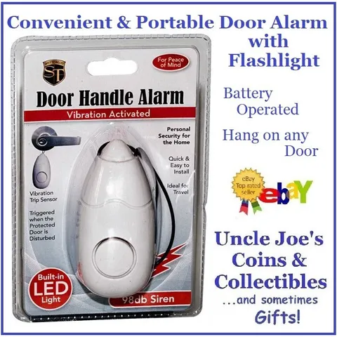 Portable Door Guard 98dB Alarm w/ Flashlight! Low Cost Protection! Rising Crime!