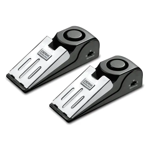 120DB Door Stop Alarm Set - Adjustable Sensitivity & Rubberized Base (2 Pack)