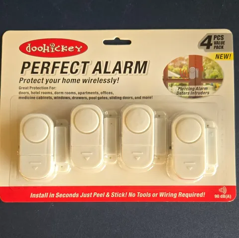 Doohickey Perfect Alarm Wireless Door/Window Alarm 4 Pack 90 dB(A) White