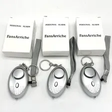 Personal Security Alarm Keychains with LED Light 3 Pack 130DB Silver FansArriche