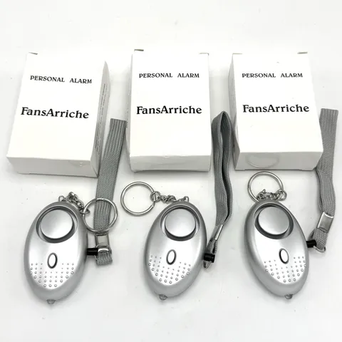 Personal Security Alarm Keychains with LED Light 3 Pack 130DB Silver FansArriche