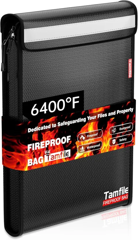 6400℉ Fireproof Document Bag, 15”X 11” Waterproof Document Organizer, Black |...