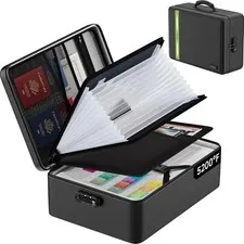Fireproof Document Bag with Lock for Legal/Letter Files, Black | 5200℉ Fireproof