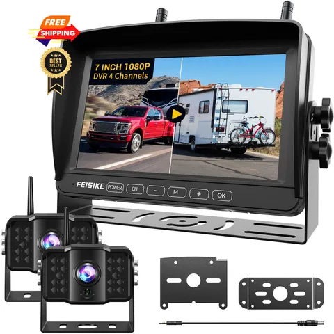 2 Wireless Backup Camera with 7" 1080p Monitor, RV 7 in - Dual