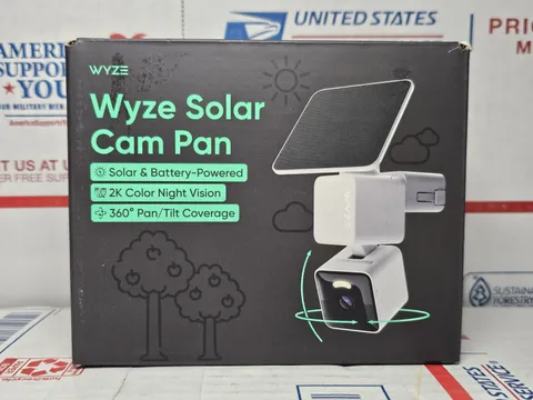 Wyze Solar Cam Pan 2K Wi-Fi Solar/Battery Pan/Tilt Color Night Vision SEALED REA