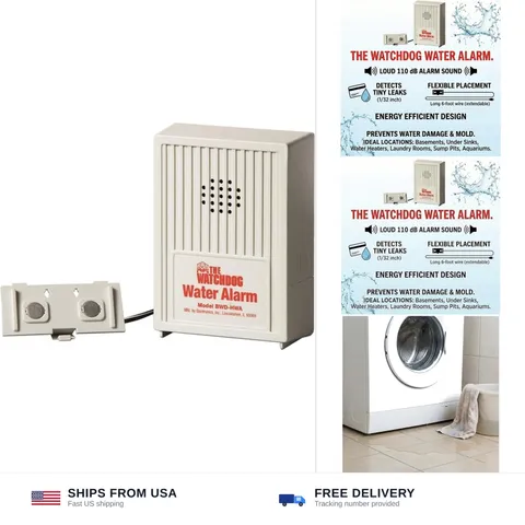 Battery Operated Water Alarm - Loud 110db - 6 Foot Cable - High Sensitivity L...